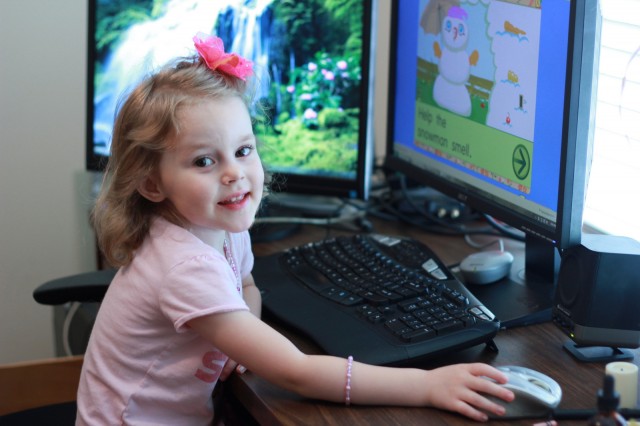 Annabelle playing on computer